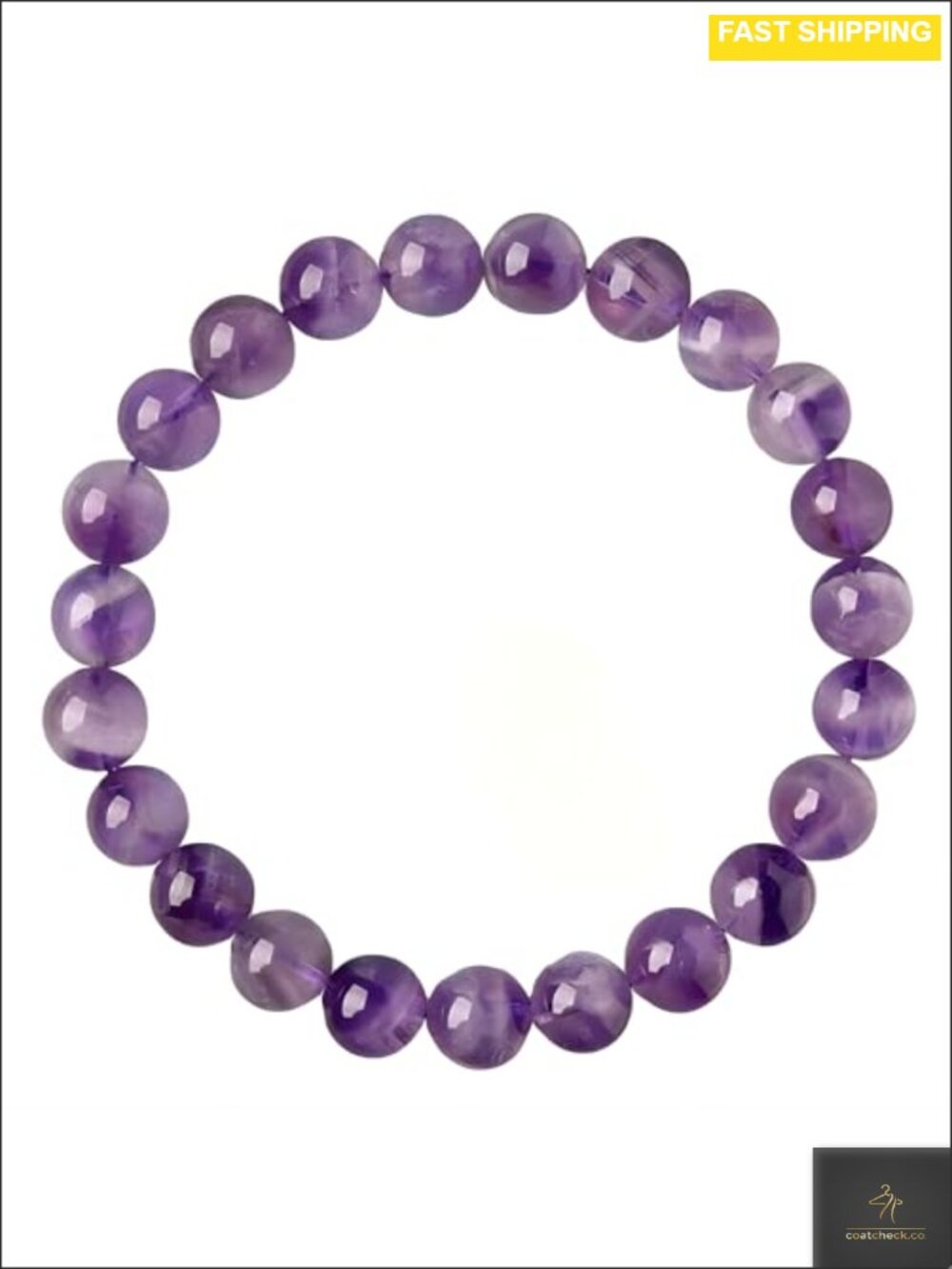Amethyst Beaded Bracelet Stretch Gemstone Round Polished Beads